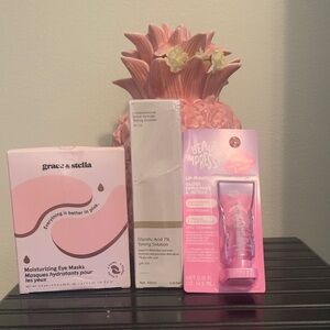 New Grace & Stella Eye Masks, glycolic toner & Pink Lip Plumping Gloss Bundle